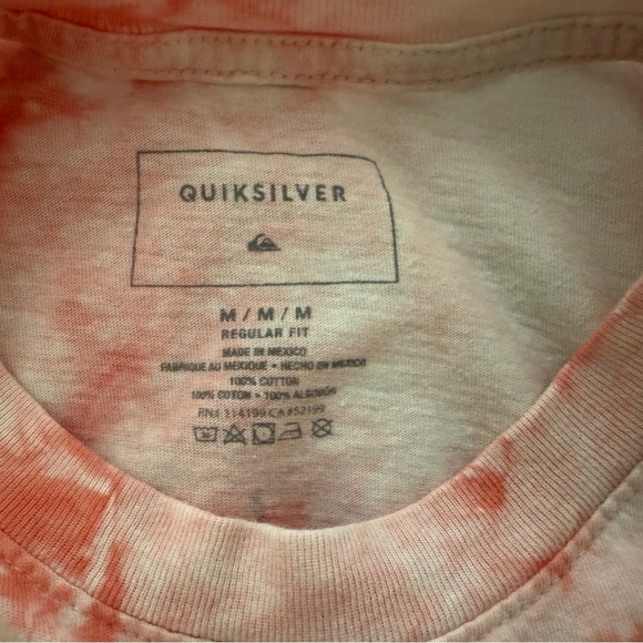 QUIKSILVER Pink Tie Dye Surf Tropical Tee Shirt Regular Fit Men M Medium - Picture 5 of 6